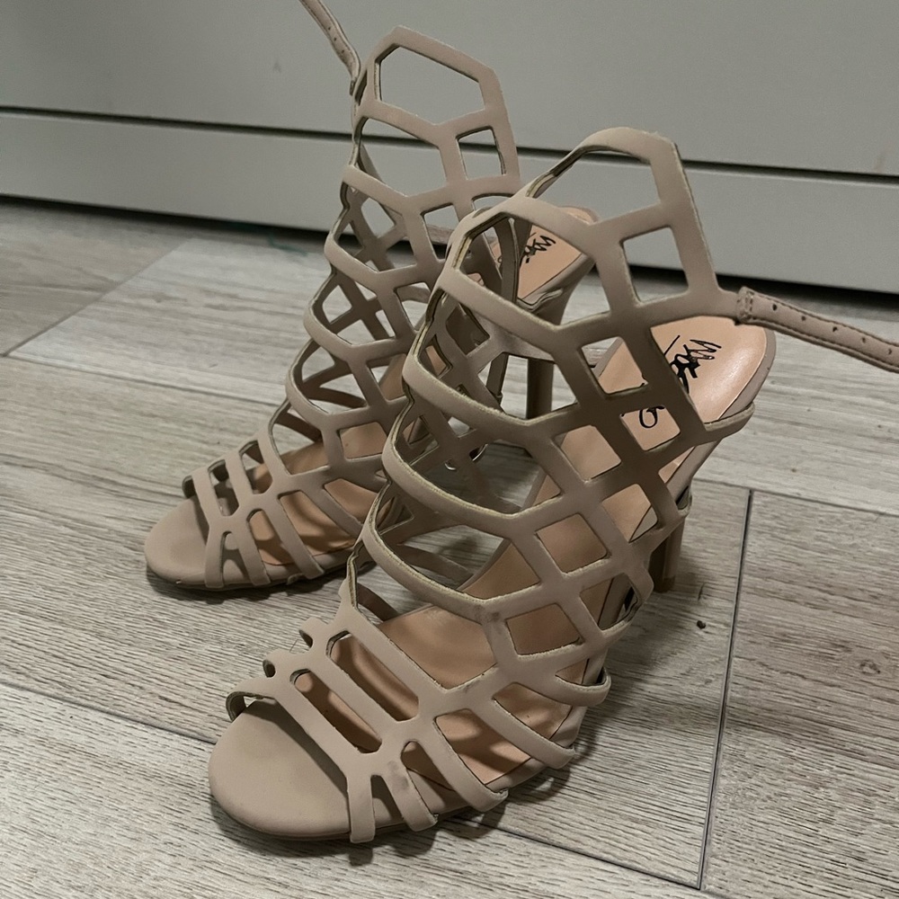 Nude strappy heels